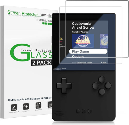 amFilm Tempered Glass Screen Protector for Analogue Pocket, 2 Pack, Easy Installation, Anti-Scratch.