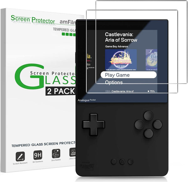 amFilm Tempered Glass Screen Protector for Analogue Pocket, 2 Pack, Easy Installation, Anti-Scratch.