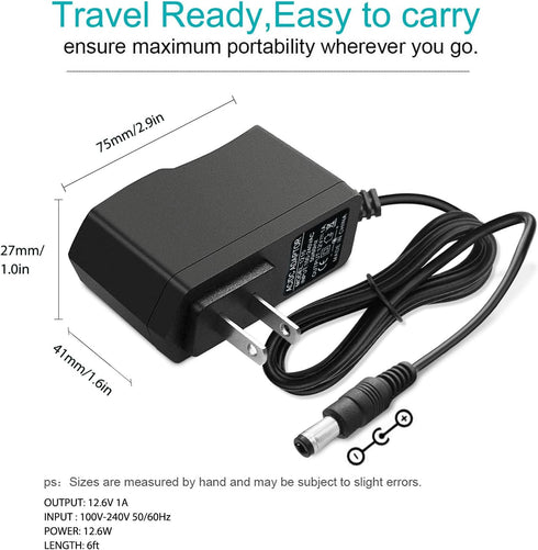12.6V AC/DC Massage Gun Charger Adapter Compatible with Cholas KZD02, Tyiaus, JamGym, Helices, Power Supply Cord Cable