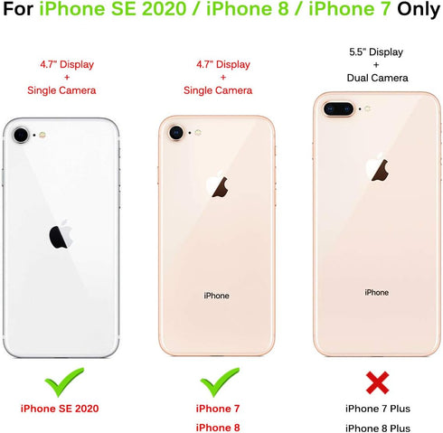 Hocase Heavy Duty Case for iPhone SE 2022/2020, Shockproof Protection Hard Plastic+Silicone Rubber Hybrid (4.7") -