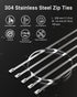 100 11.8 Inch 304 Metal Zip Tie Tool with PCS Stainless Steel Zip Ties, Heavy Duty Zip Tie Cutter and Tighter