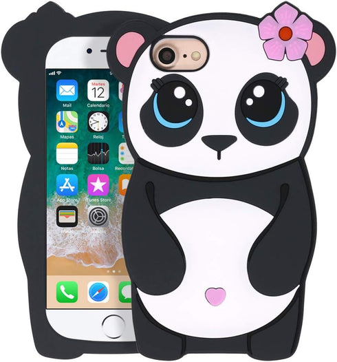 Cute iPhone SE 2020/SE 2022 Case, Panda iPhone 6/6s/7/8 Soft Silicone Shockproof Cover for Girls Women