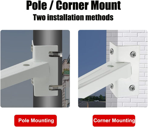 Universal Wall Corner Mounting Bracket Holder Stand for Security Camera, Pole Mount with 2 Loops for Dahua Bullet and