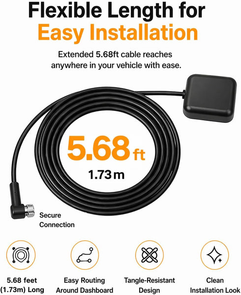 ViaBecs 5.68ft GPS Navigation Antenna SMA Male Connector for Car Stereo Head Unit, Active GPS Antenna, Cable