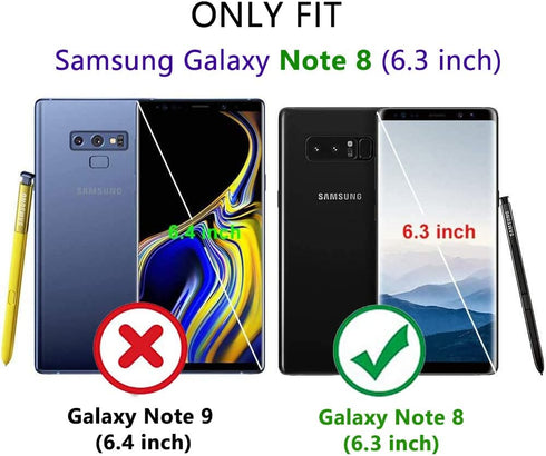 Military Grade Drop Impact Case for Samsung Galaxy Note 8, 360 Metal Rotating Ring Kickstand, Magnetic Car Mount, Armor