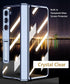 for Samsung Galaxy Z Fold 5 5G Clear Case with Magnetic Hinge Protection and Adjustable Kickstand & Screen Protector, Transparent Electroplating Magnetic Shockproof Cover for Z Fold 5(Blue)