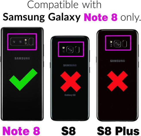 Phone Case for Samsung Galaxy Note 8, Wallet Cases with Tempered Glass Screen Protector, Leather Slim Flip Cover