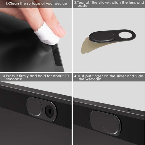 HKDGYHON 0.027 Inch (Black-3 Pack) Laptop Camera Cover Slide, Ultra-Thin Metal Camera Privacy Covers, Webcam Cover