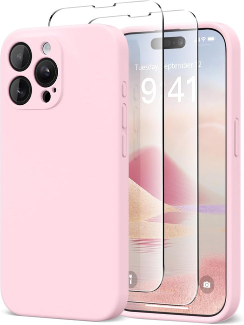 Chalk Pink iPhone 13 Pro Max Case, MagSafe Compatible, Silicone Shockproof, Full Camera Protection & 2 Screen