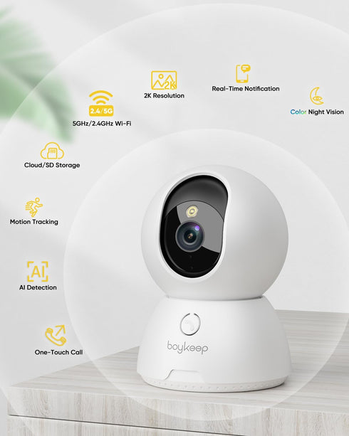 BoyKeep 2K 2-Pack 2-Way Cameras for Home Security, Indoor Camera with Night Vision, Pet Camera Indoor with Phone App