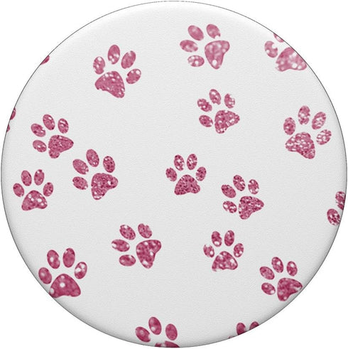 PopSockets Swappable PopGrip, Rose Pink Paw Print Pattern Cute Dog Cat Lover Owner
