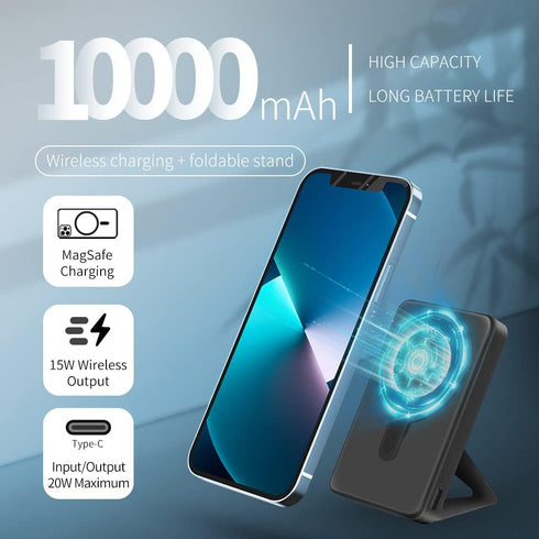 Sitong Magnetic Wireless Power Bank 10000mAh, Foldable Stand Compatible with MagSafe for iPhone 14/13/12 Series