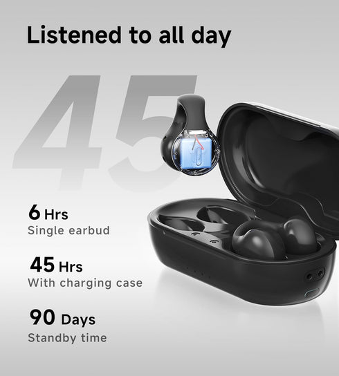 King Lucky i21 Open Ear Clip On Earbuds, Wireless Bluetooth Headphones with Mic, Noise Cancelling, Waterproof IPX4,