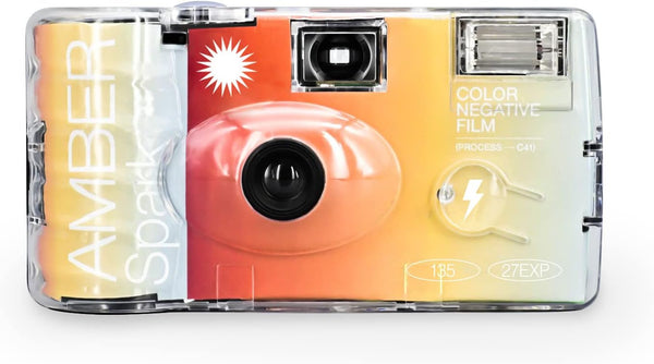 RETO Amber Spark 35mm Disposable Film Camera, 27exp, Color Negative Film, Built-in Flash, Single Use