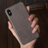 TOOVREN for iPhone X Leather Case, Ultra Thin Vintage Anti-Slip Grip Shell Hard Back Cover, Gray
