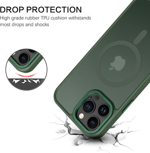 BENTOBEN iPhone 13 Pro Max Case, Dark Green Translucent Matte, Shockproof, MagSafe Compatible, 6.7" Protective Cover.