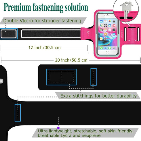 Arm Phone Holder for Running, Armband Cellphone for iPhone 15 14 13 12 11 Pro Max/XR/8 7 6s Plus, Galaxy A/S/Note Up to