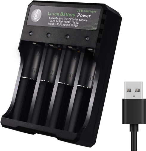 18650 Battery Charger 4 Bay Fast Charge for 3.7V Li-ion Batteries, USB Intelligent Universal Charger