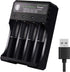 18650 Battery Charger 4 Bay Fast Charge for 3.7V Li-ion Batteries, USB Intelligent Universal Charger
