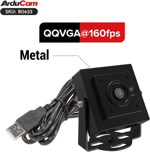 Arducam 160 VGA Global Shutter Color USB Camera Module, FPS@QQVGA High Speed Camera, Wide Angle UVC Webcam for Windows