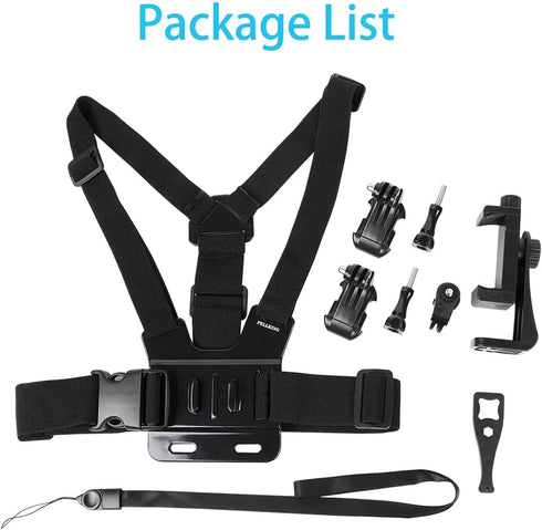 PellKing Mobile Phone Chest Mount Harness Strap Holder for Samsung iPhone Plus, Action Camera POV