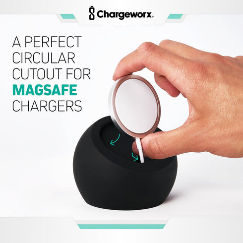 Charging Stand Compatible with MagSafe, Premium Silicone for iPhone 12/13/14/15, Discreet Cable Design