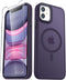 iPhone 11 Case: Matte Magnetic with 1 Screen Protector, Compatible with MagSafe, Translucent Frosted Slim Cover - Purple