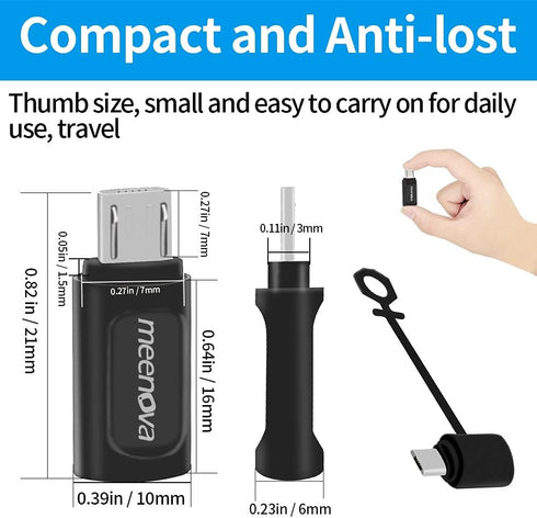 2 Pack USB-C Female to MicroUSB Male Charging Adapter, Compatible with Power Bank, Type-C Device