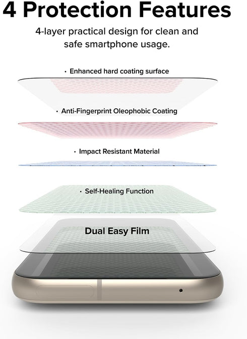 Ringke Dual Easy Film, 4-Layer Protection, Compatible with Google Pixel 8a Screen Protector, 2 Pack