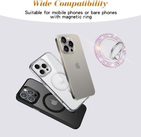 Erolagomat 16 15 14 13 12, Bling Magnetic Cell Phone Ring Holder Grip Glitter Sparkle Magnet Finger Phone Ring Grip