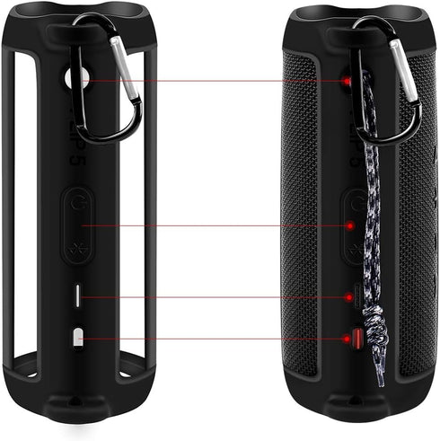 Silicone Case for JBL FLIP 5 - Waterproof Portable Bluetooth Speaker, Gel Soft Skin Rubber Cover with Shoulder Strap