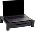 Mind Reader Black Monitor Stand with Storage Drawer, Desktop Organizer, Laptop Riser for Office, 17.25"L x 13.25"W x 4"H