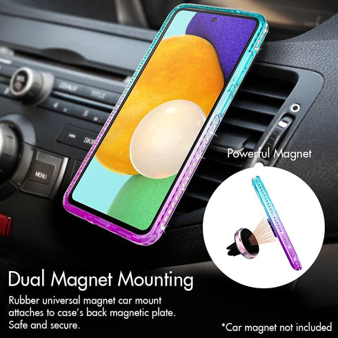 Silverback Bling Holographic Sparkle Case for Galaxy A52 5G / A52s 5G, Diamond Ring Protective Cover, Purple