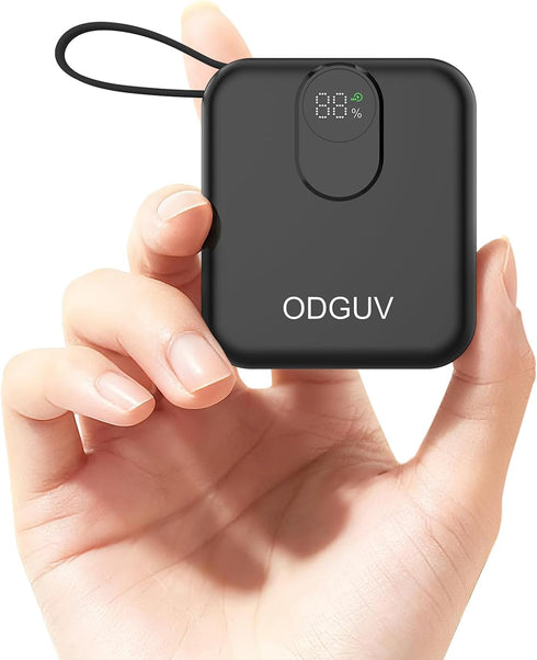 ODGUV Small Portable Charger with Built-in Cables,22.5W Fast Charging Power Bank,USB-C Mini Battery