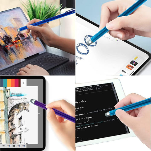3-Pack 7.3’’ Fine Micro-Knit Mesh Tip Stylus Pens for Touch Screens, Extra Long with Cleaning Cloth (Purple, Blue, Sky