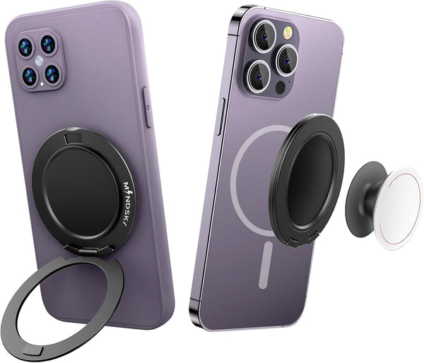 MINDSKY Magnetic Phone Ring Stand for iPhone 12, 13, 14, 15 Series - Compatible with MagSafe Cases (Pop Base)