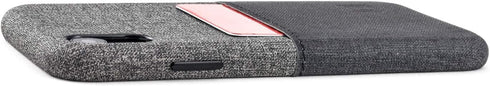 Dockem M1 Card Case for iPhone XR (6.1") - Slim Canvas Style Faux Leather Wallet Case with Built-in Metal Plate