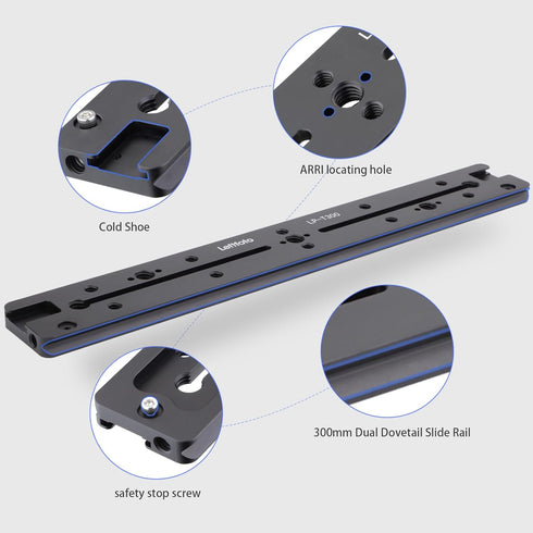 Leftfoto 300mm 1/4" 3/8" Dovetail Slide Rail,Arca Swiss Type Quick Release Plate with Locating Hole for ARRI,with More
