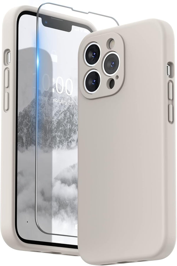 SURPHY iPhone 13 Pro Case (6.1", 2021) - Liquid Silicone, Screen Protector, Camera Protection, Soft Microfiber Lining,