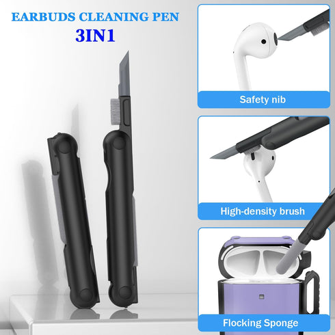 RFUNGUANGO Military Grade Anti-Fall AirPods Case Cover, Soft TPU Shock-Absorbing with Keychain and Cleaning Kit - Purple