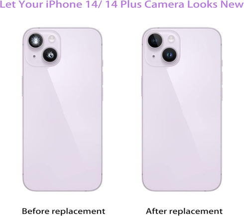 Dogxiong 2pcs/Set Rear Back Camera Glass Lens Replacement for iPhone 14 Plus, Glass Camera Lens Covers with Adhesive