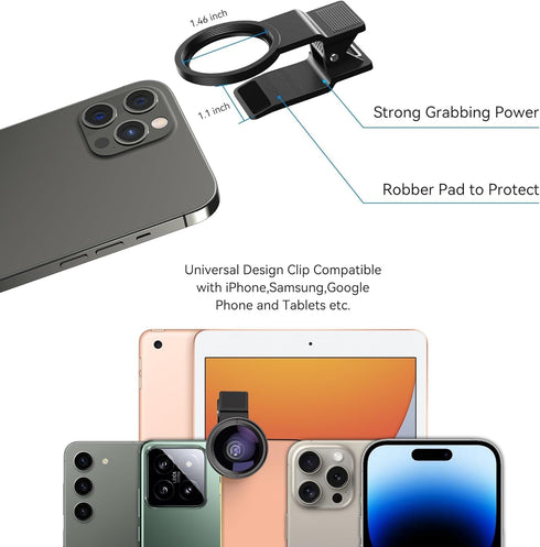 MIAO LAB 2-in-1 12.5X 0.45X (140) Phone Camera Lens Kit, Macro + Wide Angle Cell Phone Clip-on Lens for iPhone/Android