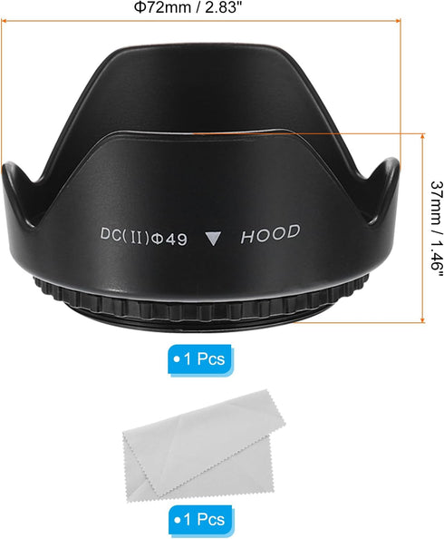 PATIKIL 49mm Camera Lens Hood, Flower Lens Hood Protector with Cloth for Anti-Reflection Blocks Excess Sunlight Enhance Camera Photography for Nikon, for Fujifilm, for Pentax, for Leica