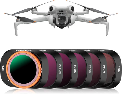 Mini 4 Pro ND Filters Set, 6 Pack - (CPL, ND8, ND16, ND32, ND64, ND256) Neutral Density Filter for DJI Mini 4 Pro Drone