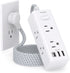 Power Strip Surge Protector, 6 Widely Outlets with 3 USB Ports (1 USB C), 5 Ft Extension Cord Flat Plug for Home Office