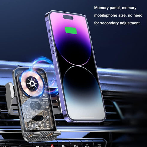Wireless Car Charger Mobile Phone Holder, Fast Auto Clamping Bracket for 5.74in-6.49in Phones, Universal Dashboard Mount