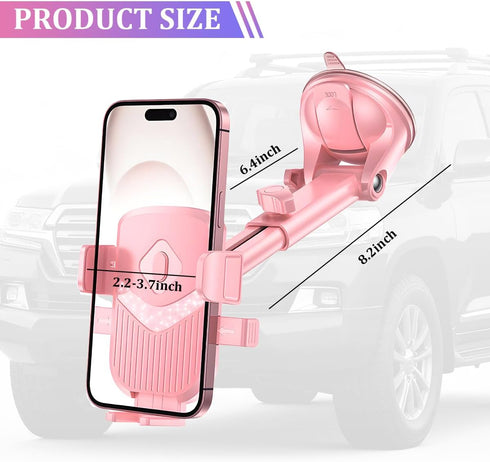 SWPHRT Car Phone Holder, Strong Suction Vehicle Dashboard Windshield Air Vent Cellphone Mount Cradle, Adjustable Hands