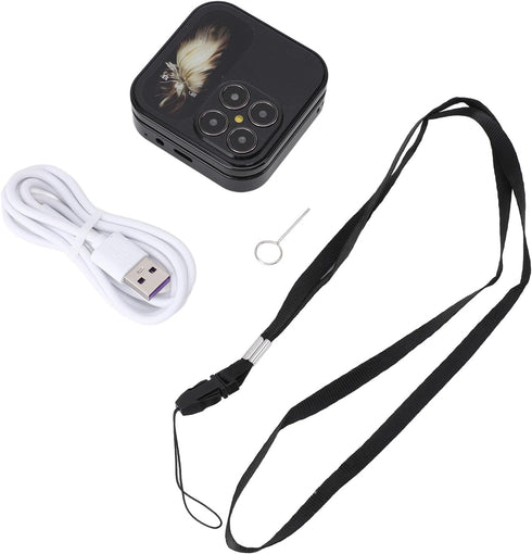 Brrnoo Flip Small Cell Phone Dual Nano SIM Media Player HD Rear Camera LED Flashlight GSM Network Seniors (Black)
