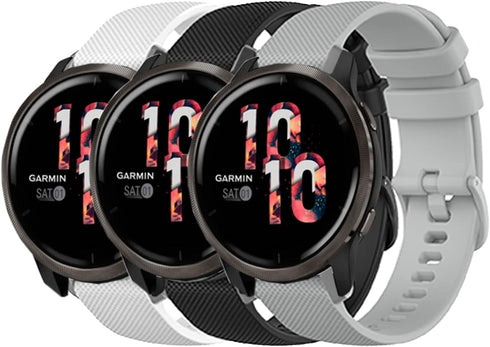 FitTurn Bands Compatible with Garmin forerunner 225S/Venu 2s, 3 Pack Soft Silicone Sport Replacement Wristband