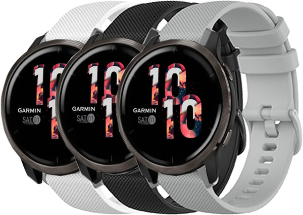 FitTurn Bands Compatible with Garmin forerunner 225S/Venu 2s, 3 Pack Soft Silicone Sport Replacement Wristband